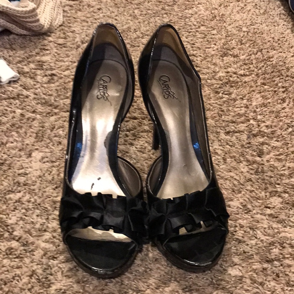 Black patent leather sandals
